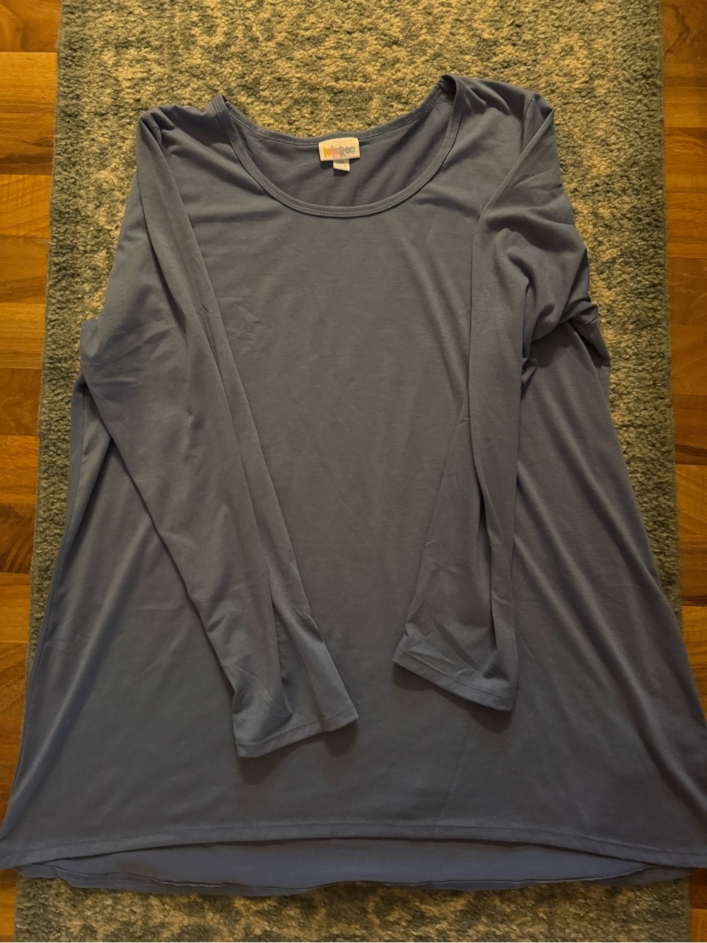 LuLaRoe Long-Sleeve Crewneck Top — Slate Blue